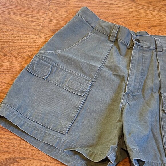 Women's Y2K J CREW Cargo Comfort Shorts Military Green Khaki Size 30 Summer Hike - Picture 2 of 13